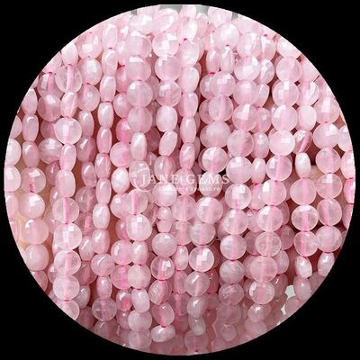 Hình dạng phẳng hạt mặt đá quý tinh thể hình dạng tròn Amethyst Rose Quartz sợi hạt lỏng cho làm đồ trang sức DIY
