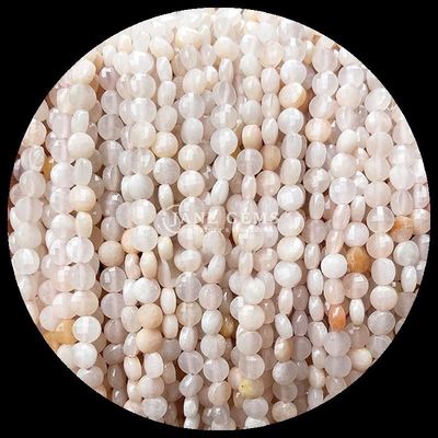 Hình dạng phẳng hạt mặt đá quý tinh thể hình dạng tròn Amethyst Rose Quartz sợi hạt lỏng cho làm đồ trang sức DIY