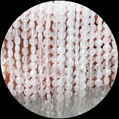 Hình dạng phẳng hạt mặt đá quý tinh thể hình dạng tròn Amethyst Rose Quartz sợi hạt lỏng cho làm đồ trang sức DIY