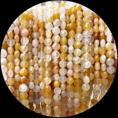 Hình dạng phẳng hạt mặt đá quý tinh thể hình dạng tròn Amethyst Rose Quartz sợi hạt lỏng cho làm đồ trang sức DIY