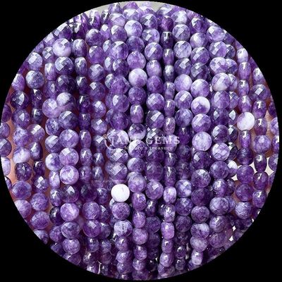 Hình dạng phẳng hạt mặt đá quý tinh thể hình dạng tròn Amethyst Rose Quartz sợi hạt lỏng cho làm đồ trang sức DIY