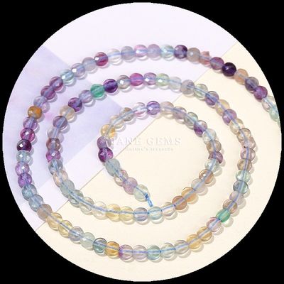 Hình dạng phẳng hạt mặt đá quý tinh thể hình dạng tròn Fluorite Prehnite sợi hạt lỏng cho làm đồ trang sức DIY