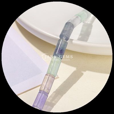 Các hạt Fluorite không đều Thạch tinh đá quý ống tròn hình giọt nước hình lỏng sợi hạt để làm đồ trang sức DIY
