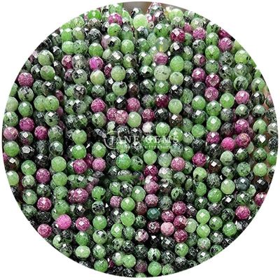 Ngọc quý hạt tinh thể tự nhiên hình dạng tròn hình dạng nhỏ Dalmatian Jasper Ruby Zoisite Dây hạt lỏng cho vòng đeo tay