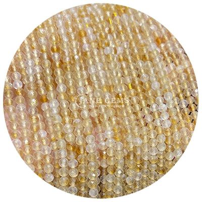 Ngọc quý hạt tinh thể tự nhiên hình dạng tròn mặt nhỏ Citrine Sunstone Loose Bead Strands cho vòng tay