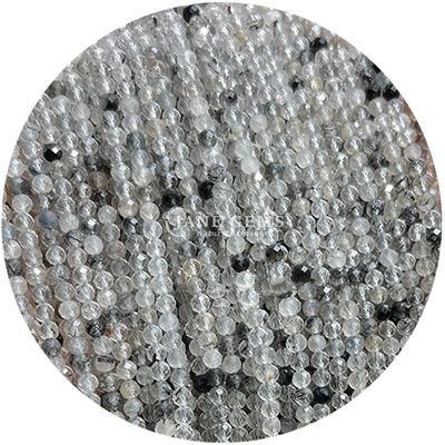 Ngọc quý hạt tinh thể tự nhiên hình dạng tròn hình dạng nhỏ Morganite đen Rutilated Quartz lỏng lỏng hạt dây đeo đeo
