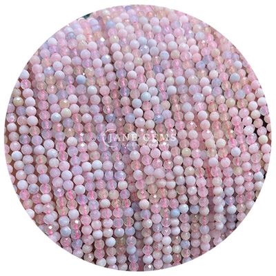 Ngọc quý hạt tinh thể tự nhiên hình dạng tròn hình dạng nhỏ Morganite đen Rutilated Quartz lỏng lỏng hạt dây đeo đeo