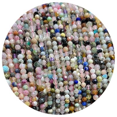 Ngọc quý hạt tinh thể tự nhiên hình dạng tròn hình dạng nhỏ Morganite đen Rutilated Quartz lỏng lỏng hạt dây đeo đeo
