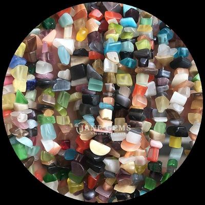 Tourmaline Đá màu xanh lam tự nhiên hạt tinh thể tự nhiên hình dạng không đều chip đá sỏi lỏng sợi hạt cho vòng tay