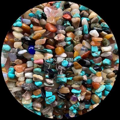 Tourmaline Đá màu xanh lam tự nhiên hạt tinh thể tự nhiên hình dạng không đều chip đá sỏi lỏng sợi hạt cho vòng tay