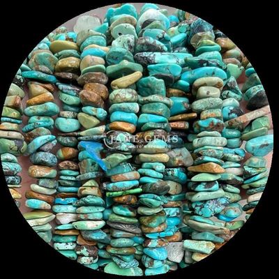 Tourmaline Đá màu xanh lam tự nhiên hạt tinh thể tự nhiên hình dạng không đều chip đá sỏi lỏng sợi hạt cho vòng tay