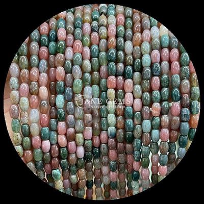 Indian Agate Green Dot Lemon Jade Gem Bead Natural Crystal Rice Shape Stone Loose Bead Strands cho vòng đeo tay
