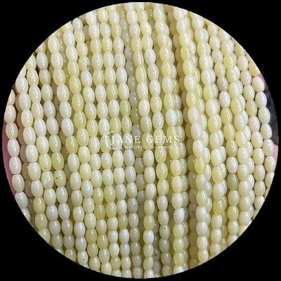 Indian Agate Green Dot Lemon Jade Gem Bead Natural Crystal Rice Shape Stone Loose Bead Strands cho vòng đeo tay