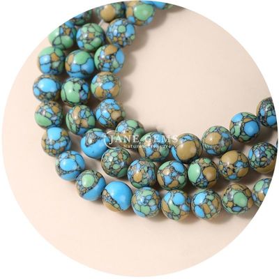 Hàng hóa bán buôn Howlite Đá tròn hạt lỏng sơn ngọc bạch tuộc hạt lỏng tròn hạt lỏng khoảng cách để làm đồ trang sức