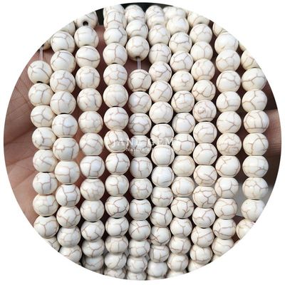 Hàng hóa bán buôn Howlite Đá tròn hạt lỏng sơn ngọc bạch tuộc hạt lỏng tròn hạt lỏng khoảng cách để làm đồ trang sức