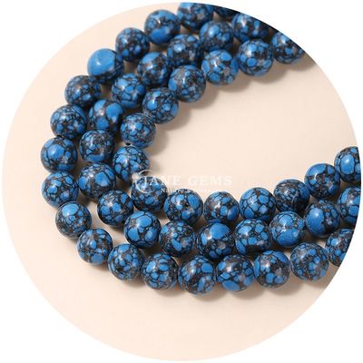 Hàng hóa bán buôn Howlite Đá tròn hạt lỏng sơn ngọc bạch tuộc hạt lỏng tròn hạt lỏng khoảng cách để làm đồ trang sức