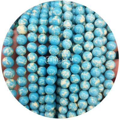 Hàng hóa bán buôn Howlite Đá tròn hạt lỏng sơn ngọc bạch tuộc hạt lỏng tròn hạt lỏng khoảng cách để làm đồ trang sức