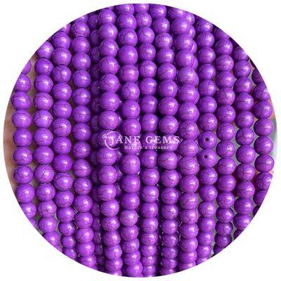 Hàng hóa bán buôn Howlite Đá tròn hạt lỏng sơn ngọc bạch tuộc hạt lỏng tròn hạt lỏng khoảng cách để làm đồ trang sức