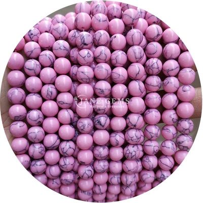 Hàng hóa bán buôn Howlite Đá tròn hạt lỏng sơn ngọc bạch tuộc hạt lỏng tròn hạt lỏng khoảng cách để làm đồ trang sức