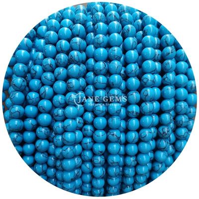 Hàng hóa bán buôn Howlite Đá tròn hạt lỏng sơn ngọc bạch tuộc hạt lỏng tròn hạt lỏng khoảng cách để làm đồ trang sức