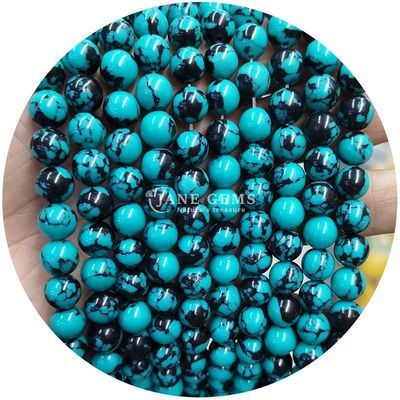 Hàng hóa bán buôn Howlite Đá tròn hạt lỏng sơn ngọc bạch tuộc hạt lỏng tròn hạt lỏng khoảng cách để làm đồ trang sức