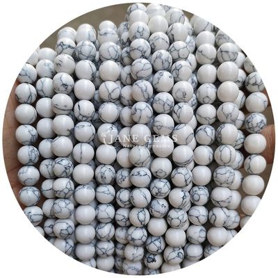 Hàng hóa bán buôn Howlite Đá tròn hạt lỏng sơn ngọc bạch tuộc hạt lỏng tròn hạt lỏng khoảng cách để làm đồ trang sức
