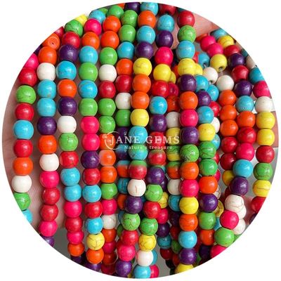 Hàng hóa bán buôn Howlite Đá tròn hạt lỏng sơn ngọc bạch tuộc hạt lỏng tròn hạt lỏng khoảng cách để làm đồ trang sức