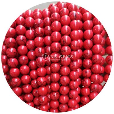 Hàng hóa bán buôn Howlite Đá tròn hạt lỏng sơn ngọc bạch tuộc hạt lỏng tròn hạt lỏng khoảng cách để làm đồ trang sức