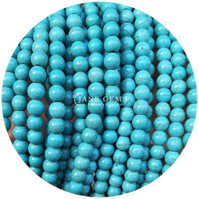 Hàng hóa bán buôn Howlite Đá tròn hạt lỏng sơn ngọc bạch tuộc hạt lỏng tròn hạt lỏng khoảng cách để làm đồ trang sức