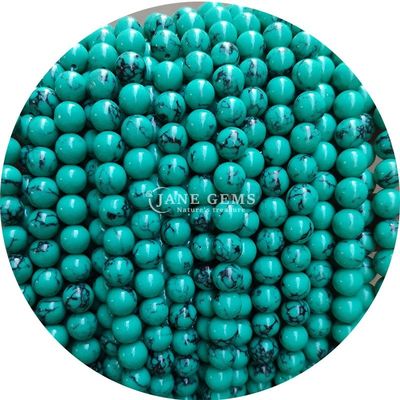 Hàng hóa bán buôn Howlite Đá tròn hạt lỏng sơn ngọc bạch tuộc hạt lỏng tròn hạt lỏng khoảng cách để làm đồ trang sức