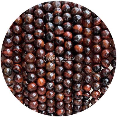 Nhập khẩu kim loại đá tự nhiên vòng lỏng hạt 8mm Tiger Eye lỏng hạt hoa hồng đỏ Tiger Eye vòng hạt spacers cho đồ trang sức