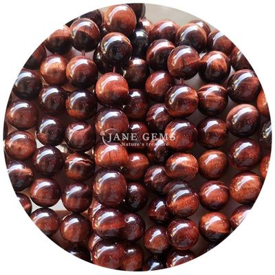 Nhập khẩu kim loại đá tự nhiên vòng lỏng hạt 8mm Tiger Eye lỏng hạt hoa hồng đỏ Tiger Eye vòng hạt spacers cho đồ trang sức