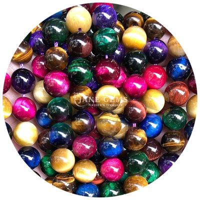 Nhập khẩu kim loại đá tự nhiên vòng lỏng hạt 8mm Tiger Eye lỏng hạt hoa hồng đỏ Tiger Eye vòng hạt spacers cho đồ trang sức
