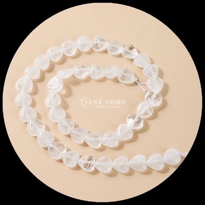 White Jade Gold Sandstone Gem Bead Natural Crystal Heart Shape Stone Loose Bead Strands cho vòng đeo tay