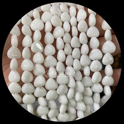 White Jade Gold Sandstone Gem Bead Natural Crystal Heart Shape Stone Loose Bead Strands cho vòng đeo tay