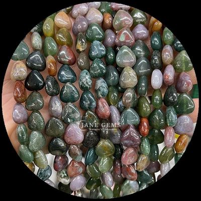 White Jade Gold Sandstone Gem Bead Natural Crystal Heart Shape Stone Loose Bead Strands cho vòng đeo tay