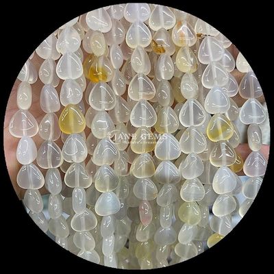 White Jade Gold Sandstone Gem Bead Natural Crystal Heart Shape Stone Loose Bead Strands cho vòng đeo tay