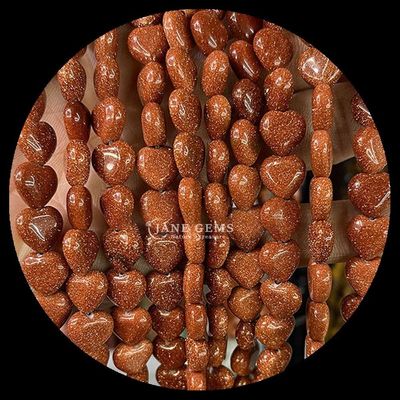 White Jade Gold Sandstone Gem Bead Natural Crystal Heart Shape Stone Loose Bead Strands cho vòng đeo tay