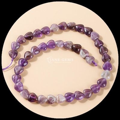 Aquamarine Amethyst Gem Bead Natural Crystal Heart Shape Stone Loose Bead Strands cho vòng đeo tay