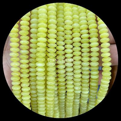 Lemon Jade Amazonite Gem Bead Natural Crystal UFO Shape Stone Loose Bead Strands Cho Vòng tay