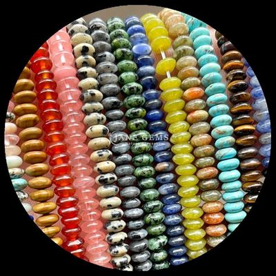 Lemon Jade Amazonite Gem Bead Natural Crystal UFO Shape Stone Loose Bead Strands Cho Vòng tay