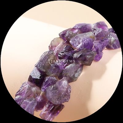 Rose Quartz Amethyst Gem Bead Natural Crystal Raw Rough Stone Loose Bead Strands cho vòng đeo tay