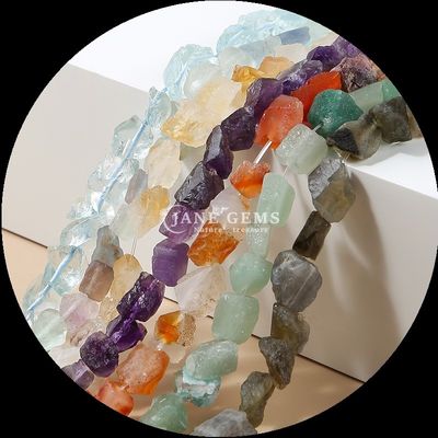 Fluorite Amazonite Gem Bead Natural Crystal Raw Rough Stone Loose Bead Strands cho vòng đeo tay