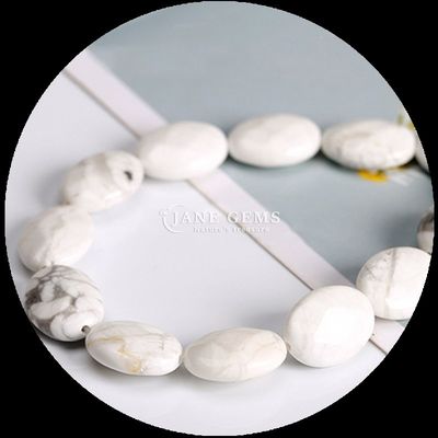 Hình hình hình bầu dục có mặt hạt đá quý tinh thể tự nhiên Howlite Bông tuyết Obsidian Stone Loose Bead Strands For Bracelets