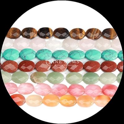 Hình hình hình bầu dục có mặt hạt đá quý tinh thể tự nhiên Howlite Bông tuyết Obsidian Stone Loose Bead Strands For Bracelets