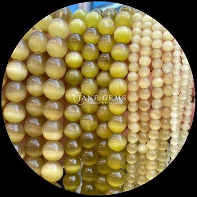 Da cam tím vàng màu sắc hình tròn mắt mèo lỏng lỏng sợi hạt kích thước hạt 4mm / 6mm / 8mm / 10mm / 12mm