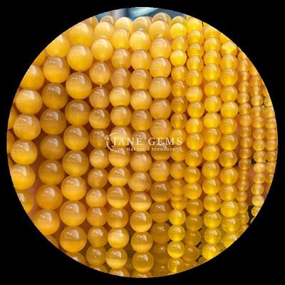 Vàng màu xanh Olive màu đá quý hạt hình tròn mắt mèo lỏng hạt dây cho đồ trang sức thủ công