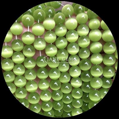 Vàng màu xanh Olive màu đá quý hạt hình tròn mắt mèo lỏng hạt dây cho đồ trang sức thủ công