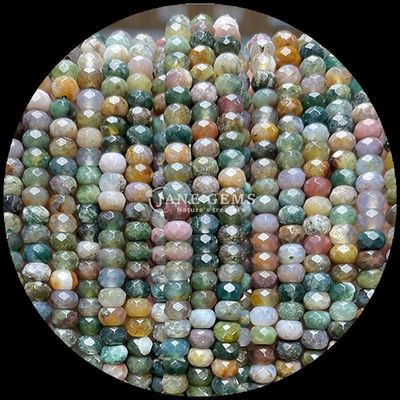 Indian Agate Green Dot Natural Gemstone Bead Strands Natural Gemstone Faceted Abacus Beads cho quà tặng tùy chỉnh