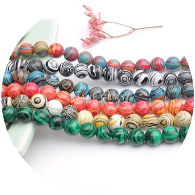Malachite Beads Phản ứng Malachite Stone Beads Tròn Loose Stone Beads Cho đồ trang sức DIY